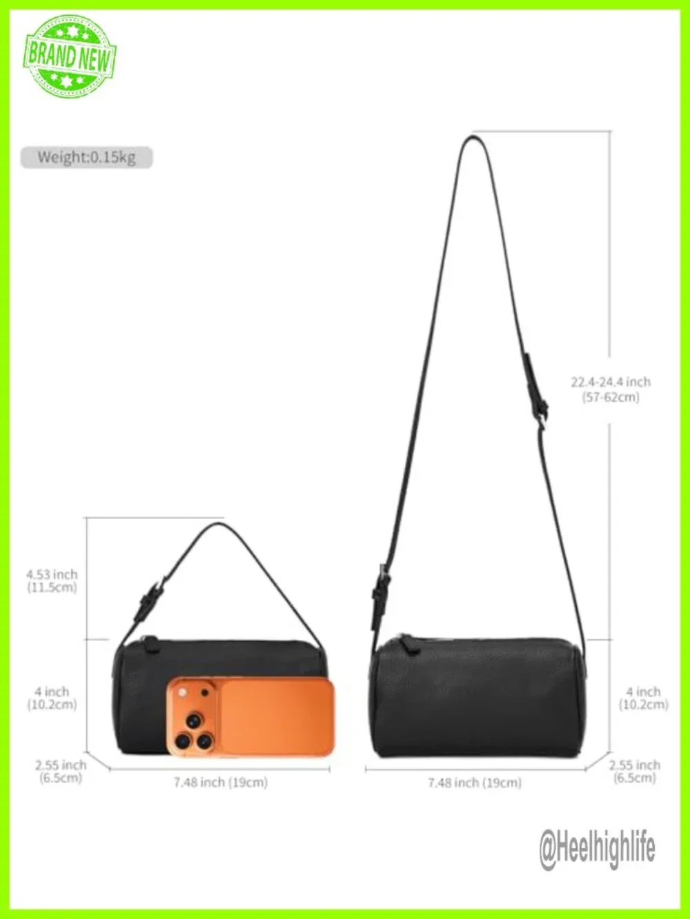 PU Leather Hobo Crossbody Bag Small Casual Barrel Purse